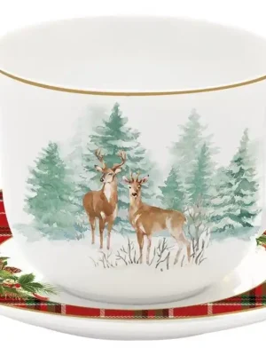 Easy Life Porcelánový hrnek s podšálkem Winter Forest (zimní les) 400 ml Akční Nabídka