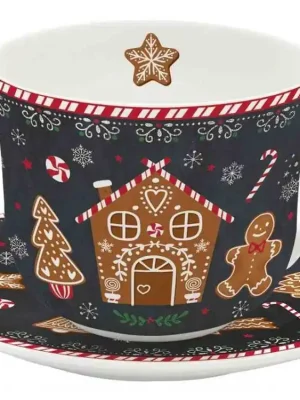 Easy Life Porcelánový hrnek s podšálkem Gingerbread 400 ml Nejlepší Cena
