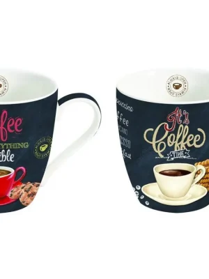 Sleva Easy Life Porcelánové hrnky na kávu It´s Coffee Time 2x350 ml 2 ks