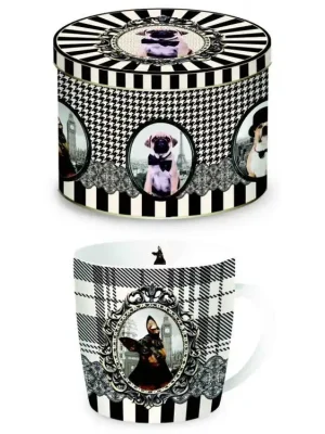 Cenově Výhodný Easy Life Porcelánový hrnek Barocco Dogs C v plechové dóze 350 ml