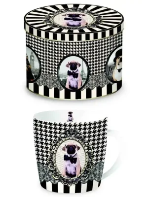 Cenový Hit Easy Life Porcelánový hrnek Barocco Dogs A v plechové dóze 350 ml