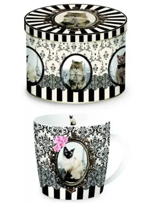 Easy Life Porcelánový hrnek Barocco Cats C v plechové dóze 350 ml Odeslání Ihned