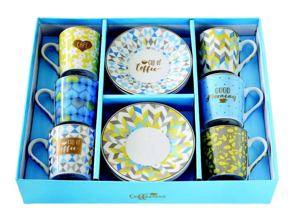 Easy Life Dárková sada Porcelánové šálky a podšálky na kávu Cup Of Coffee 6x100 ml Víkendová Akce