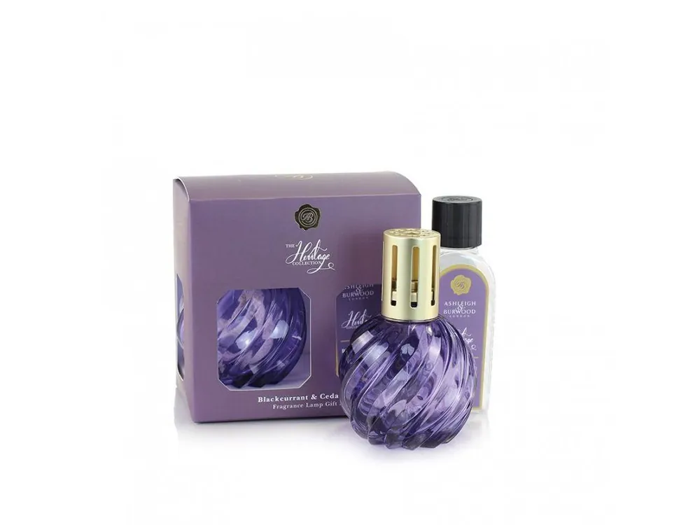Ashleigh & Burwood Dárková sada katalytické lampy PURPLE a náplně BLACKCURRANT & CEDARWOOD Výprodej