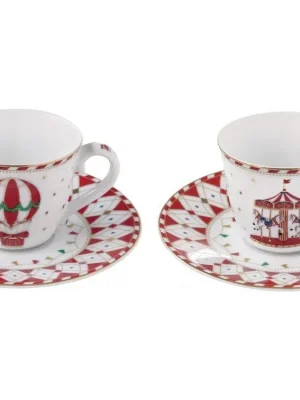 Rychlé Dodání Easy Life Porcelánové šálky a podšálky na kávu Christmas Wonderland2x80 ml