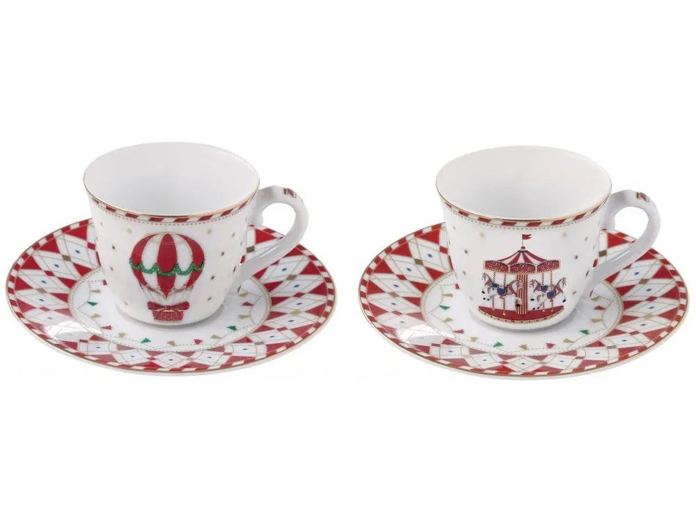 Rychlé Dodání Easy Life Porcelánové šálky a podšálky na kávu Christmas Wonderland2x80 ml