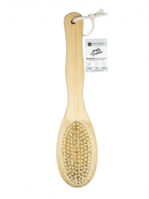 Sleva Standelli professional Bambusový koupelový kartáč na tělo s rukojetí, přírodní štětiny30 cm
