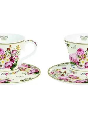 Cenový Hit Easy Life Porcelánové šálky a podšálky Blooming Opulence Cream v dárkové krabičce2x80 ml