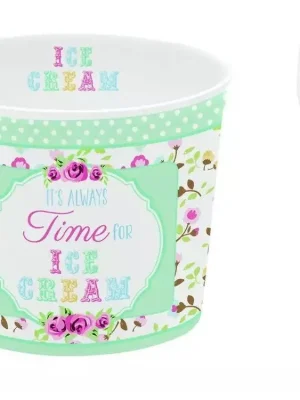 Easy Life Porcelánový pohárek na zmrzlinu Ditsy Green se lžičkou Nakupujte Hned