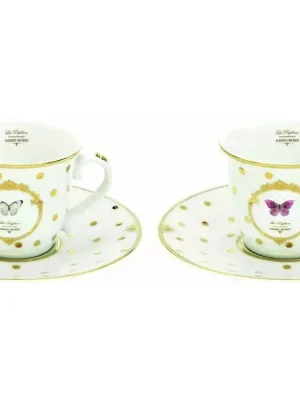 Ověřený Easy Life Porcelánové šálky a podšálky na kávu Dots & Butterfly 2x80 ml 2 ks