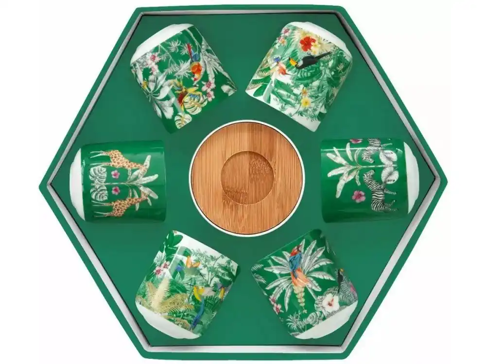 Easy Life Porcelánové hrnky na espresso Exotic Heaven s podtácky 6 x 110 ml Top Prodej