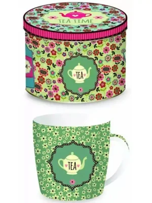 Cenová Bomba Easy Life Porcelánový hrnek Teatime Green v pelové dóze 350 ml