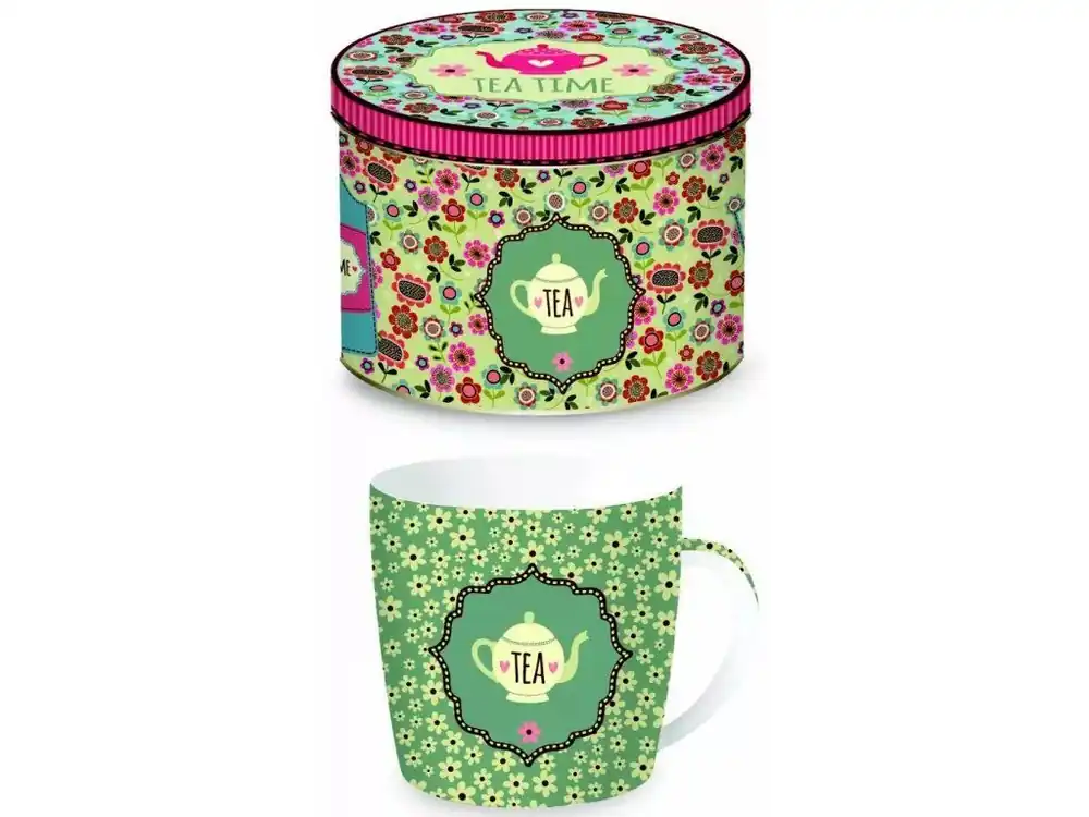 Cenová Bomba Easy Life Porcelánový hrnek Teatime Green v pelové dóze 350 ml