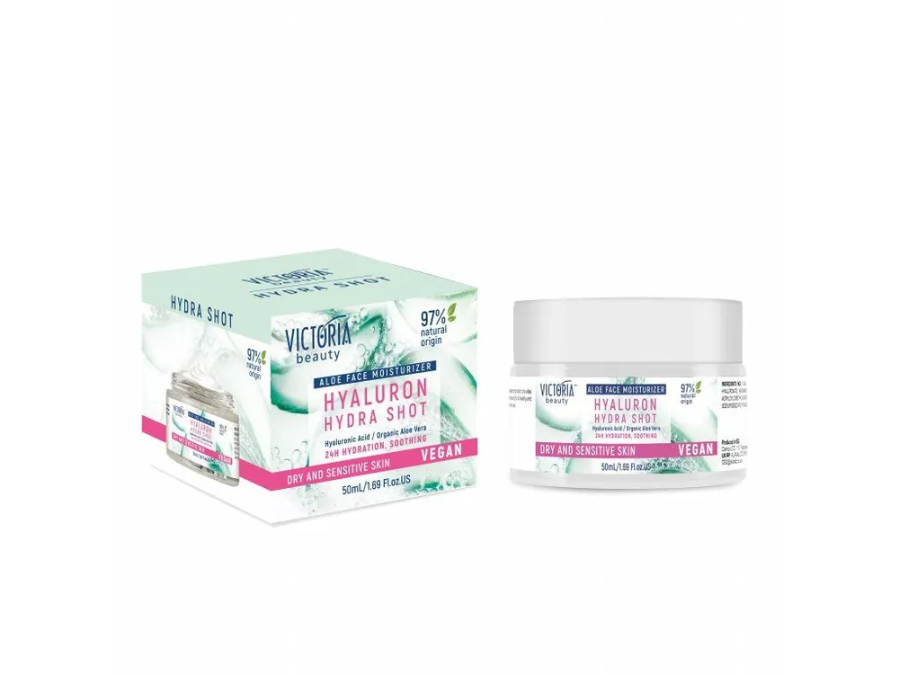 Victoria beauty Vegan Hyaluron hydra shot Hydratační krém s aloe verou a kyselinou hyaluronovou pro citlivou pokožku 50 mL Akce