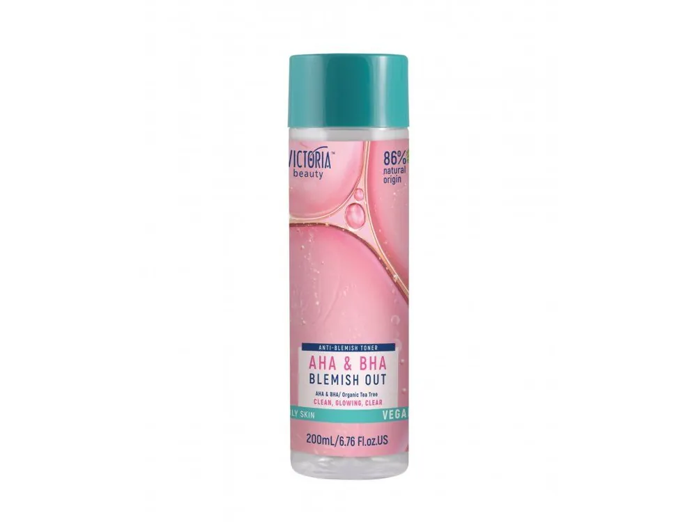 Sleva Victoria beauty Vegan Blemish out AHA BHA Jemné čisticí tonikum s BIO tea tree olejem 200 mL