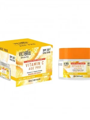 Finální Výprodej Victoria beauty Vegan Vitamin C AGE PRO Rozjasňující krém pro mdlou a stárnoucí pokožku SPF20 50 ml