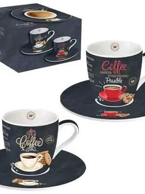 Cenová Bomba Easy Life Porcelánové šálky a podšálky na kávu It´s Coffee Time 2x90 ml