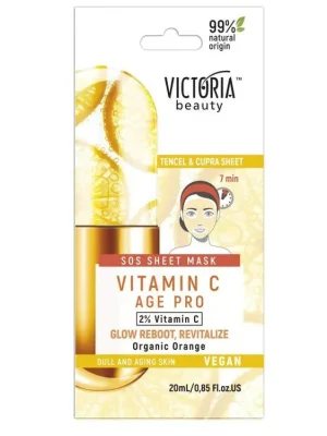 Poslední Šance Victoria beauty Vegan Vitamin C AGE PRO SOS Rozjasňující textilní maska s vitamínem C