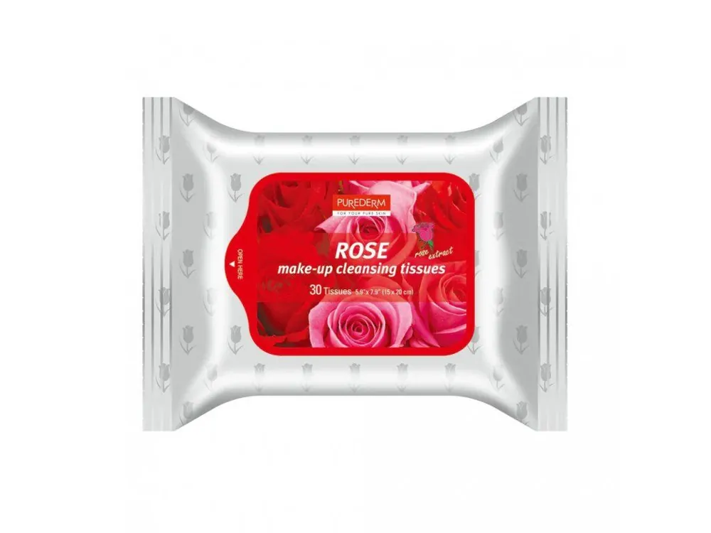 Purederm Čisticí pleťové ubrousky Rose s růžovým olejem30 ks Horká Nabídka