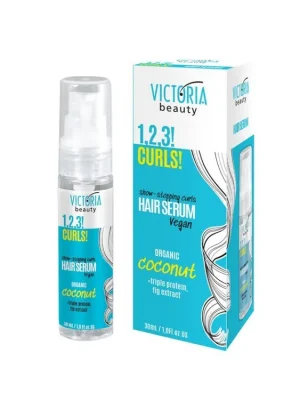 Victoria beauty 1,2,3 CURLS Vlasové sérum pro kudrnaté vlasy s BIO kokosovým olejem 30 mL Novinka