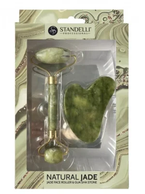 Kup Teď Standelli Professional Natural JADE roller Masážní váleček na obličej oboustranný + GUA SHA kámen