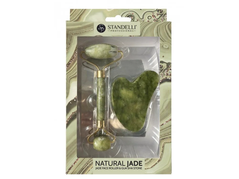 Kup Teď Standelli Professional Natural JADE roller Masážní váleček na obličej oboustranný + GUA SHA kámen