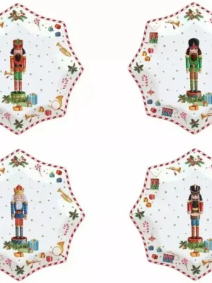 Levný Easy Life Porcelánové dezertní talíře Vintage Nutcracker 16 × 16 cm 4 ks