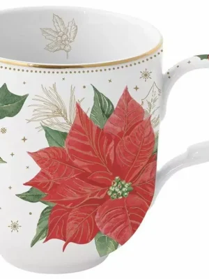 Easy Life Porcelánový hrnek Poinsettia & Berries 350 ml Hit Sezóny