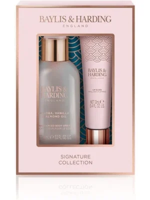 Přímo Od Výrobce Baylis & Harding Jojoba, Vanilla & Almond Oil Dárková sada tělového spreje 95 ml a balzámu na rty 12 ml 2 ks