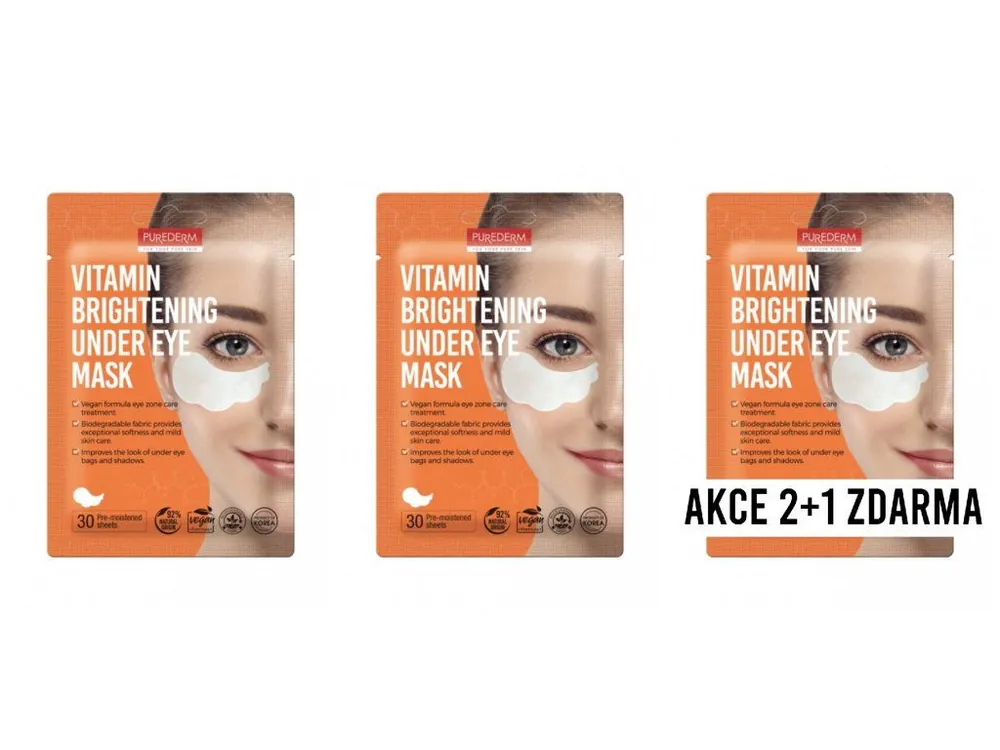Nová Kolekce Purederm Rozjasňující pleťové polštářky pod oči s vitamíny AKCE 2+1 ZDARMA 90 ks