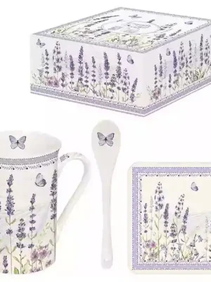 Nízká Cena Easy Life Porcelánový hrnek Lavender Field v dárkovém balení 3 ks