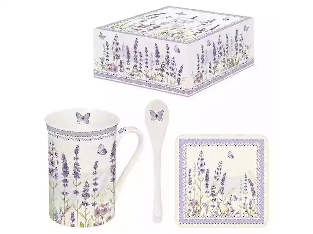 Nízká Cena Easy Life Porcelánový hrnek Lavender Field v dárkovém balení 3 ks