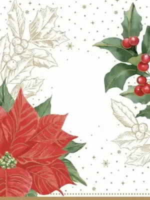 Easy Life Papírový ubrousek Poinsettia & Berries 33×33 20 ks Cenová Bomba
