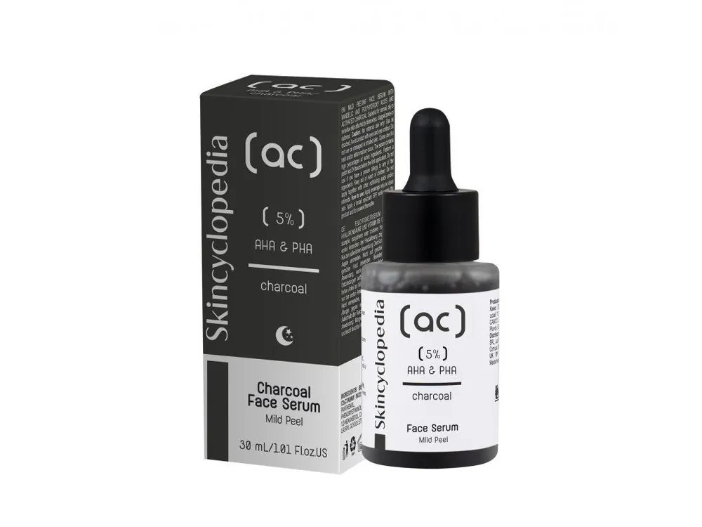 Skincyclopedia Exfoliační noční sérum s 5% kyselinou mandlovou a aktivním uhlím 30 ml Autentický