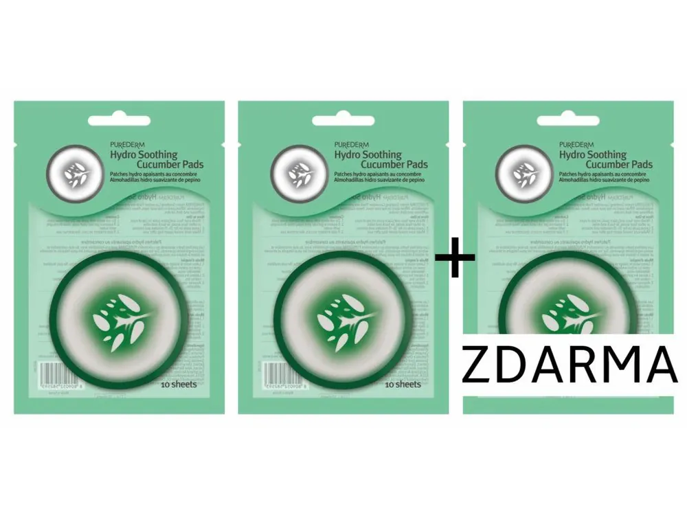 Purederm Zklidňující hydratační polštářky na oči s okurkou AKCE 2+1 ZDARMA 30 ks Akční Nabídka