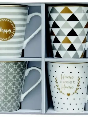 Nízká Cena Easy Life Porcelánové hrnky Happy 4x300 ml