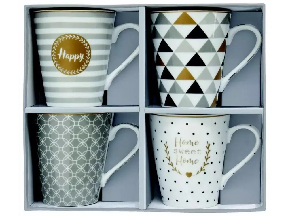 Nízká Cena Easy Life Porcelánové hrnky Happy 4x300 ml