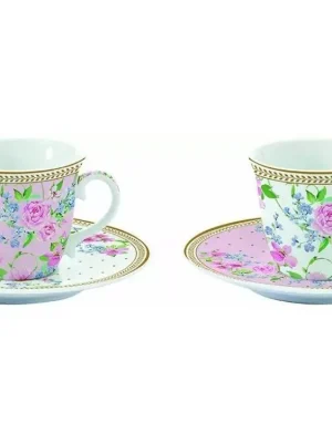 Easy Life Porcelánové šálky a podšálky na kávu Garden Joy v dárkové krabičce 2x80 ml Rychlé Dodání