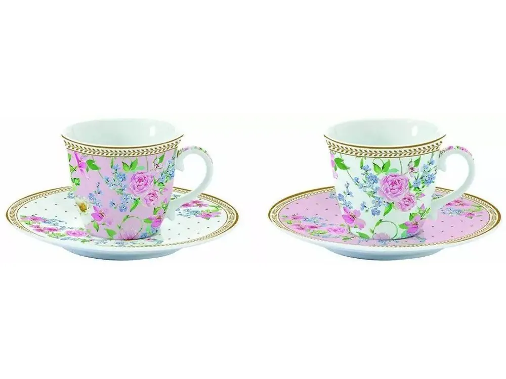 Easy Life Porcelánové šálky a podšálky na kávu Garden Joy v dárkové krabičce 2x80 ml Rychlé Dodání