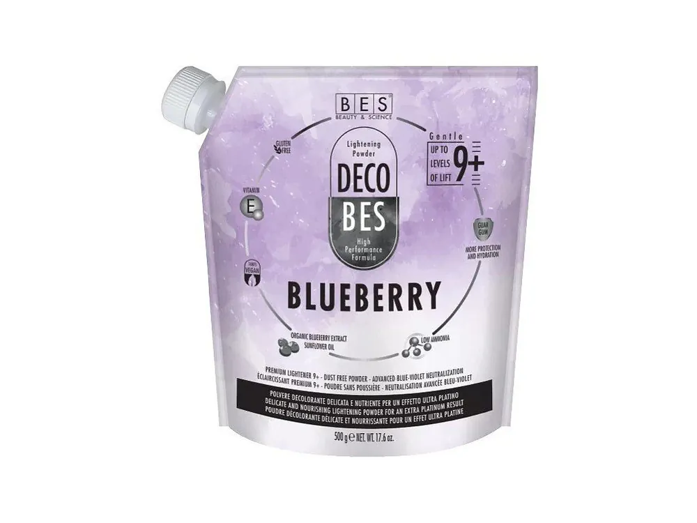 BES Decobes Blueberry 9+ Gentle 500g - melír s anti-yellow efektem pro bílou blond Víkendová Akce