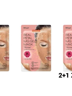 Purederm Textilní LIFTINGOVÁ pleťová maska MG gel s pravými lístky z růží 2+1 ZDARMA 3 ks Dokud Zásoby Vydrží