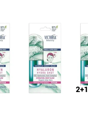 Akční Cena Victoria beauty Hyaluron Hydra shot Zázračná plátýnková maska 10% kyselinou hyaluronovou AKCE 2+1 ZDARMA 3 ks