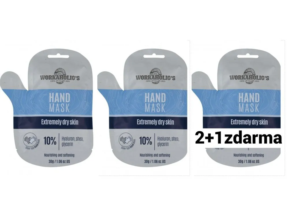 Vrácení Zdarma Workaholic´s Výživná maska na ruce s 10% kyselinou hyaluronovou AKCE 2+1 ZDARMA