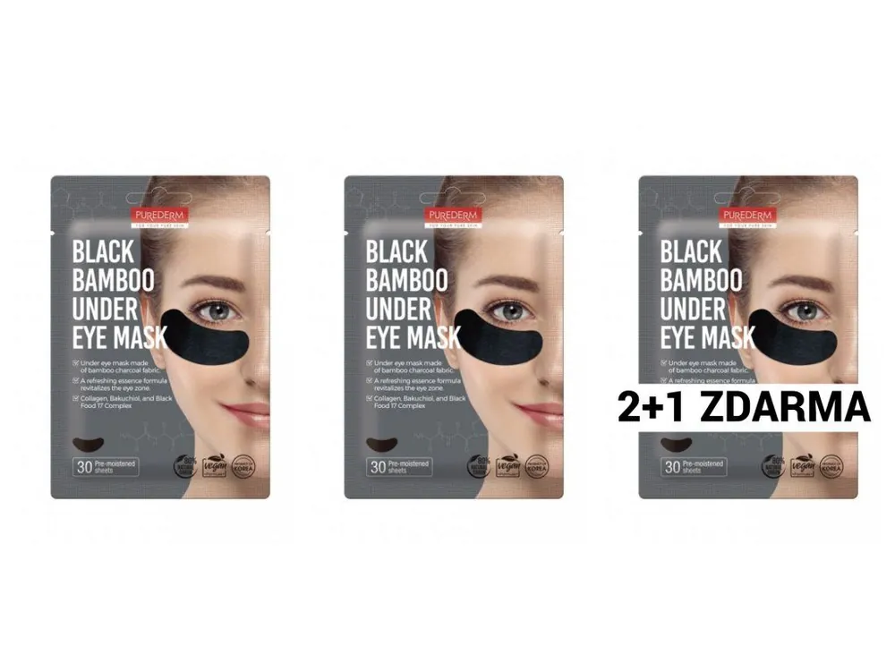 Purederm Vegan Kolagenové polštářky pod oči pro dokonalou hydrataci s výživným komplexem Black food AKCE 2+1 ZDARMA 90 ks Nejprodávanější