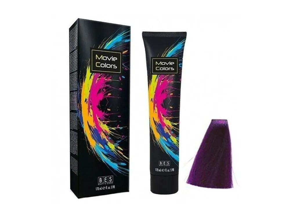 Vysoce Kvalitní BES Movie Colors Violet - gelová barva na vlasy bez amoniaku 170ml - fialová