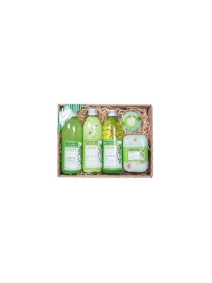 Výprodej BOTANICO Dárková sada KONOPÍ Koupelová sůl 200 g, šampon/balzám 200 ml, sprchový gel 200 ml, balistik do koupele 50 g, glycerínové mýdlo 200 g 5 ks