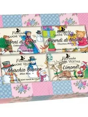 Florinda Vánoční dárkové balení mýdel 50 g Natale Fantasia 4x50 g Sezónní Sleva