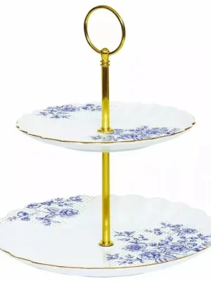 Tovární Cena Easy Life Porcelánový etažér Blue Peonies v dárkové krabičce ø16 a ø21 cm