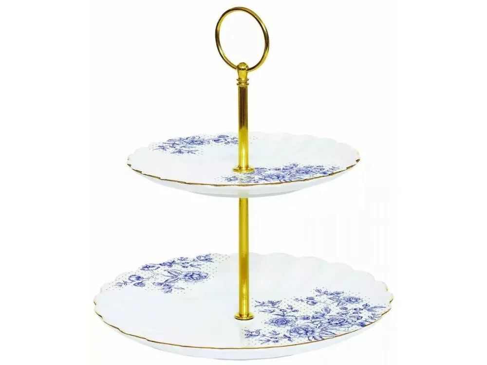 Tovární Cena Easy Life Porcelánový etažér Blue Peonies v dárkové krabičce ø16 a ø21 cm