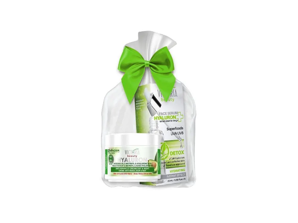 Victoria Beauty Hyaluron Denní a noční krém s avokádem+pleťové sérum Superfood s kyselinou hyaluronovou 2 ks Dokud Zásoby Vydrží
